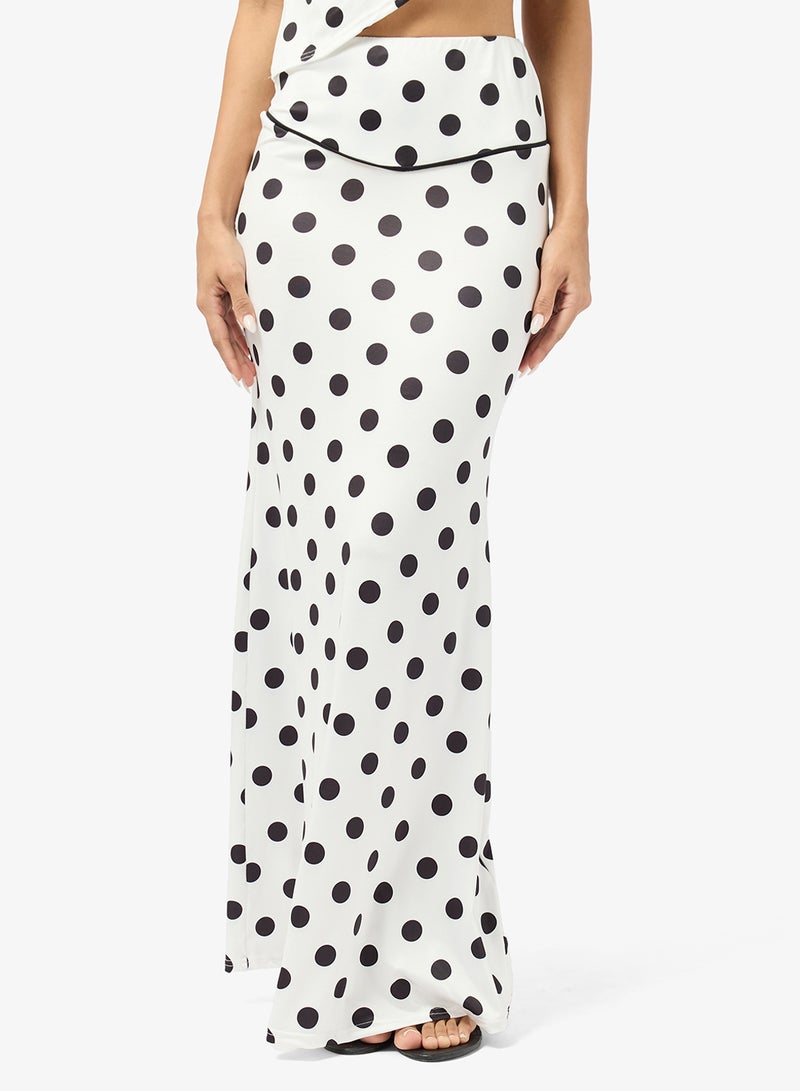 Ginger One Shoulder Polka Dot Top & Maxi Skirt Coord Set - Image 4